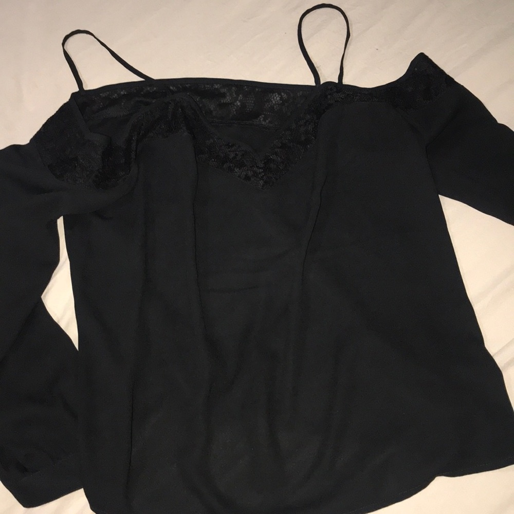 Black shirt with shoulders exposed!